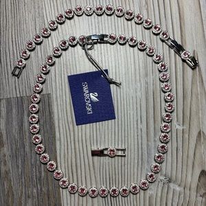 Swarovski Crystal Angelic Pink Rhodium Plated Set